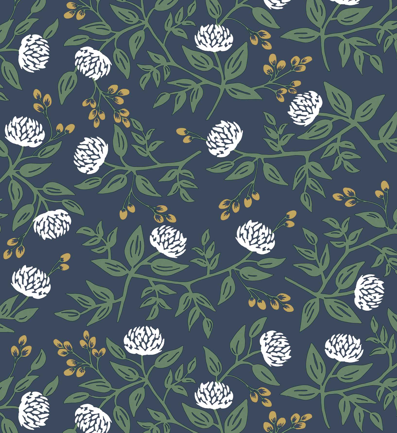 Peonies Peel & Stick Wallpaper Sample - Navy